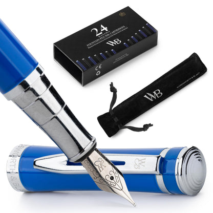 Wordsworth & Black Fountain Pen Set for Writing, Extra Fine Nib,Silver