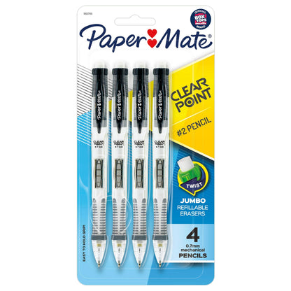 Paper Mate Clearpoint Mechanical Pencils, 0.7mm HB #2 Lead, Assorted Fashion Barrel Colors, 4 Count - Teacher Supplies, College, Note Taking