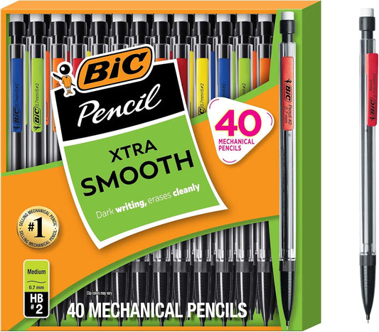 BIC Xtra Smooth Mechanical Pencil, 0.7 mm Medium Point, 40-Count Pack