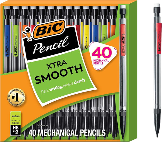 BIC Xtra Smooth Mechanical Pencil, 0.7 mm Medium Point, 40-Count Pack