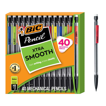 BIC Xtra-Smooth Mechanical Pencils, 0.7 mm Medium Point, 40-Count
