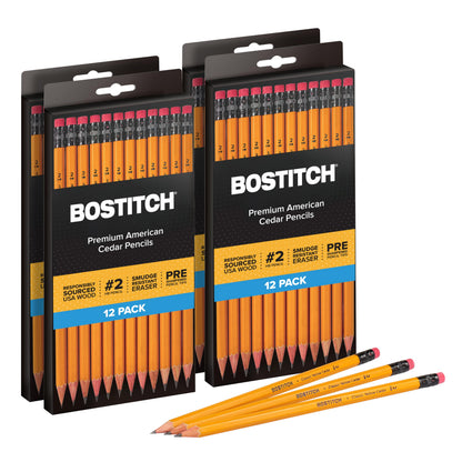 Bostitch Office Premium #2 Pencils, American Cedar Wood, Pre-Sharpened, HB Graphite, 12-Pack