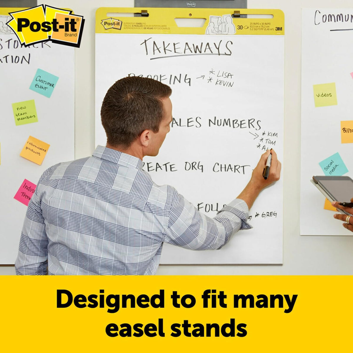 3M Post-it Easel Pad, 20 x 23 in, White, 2 Pack, Command Strips included