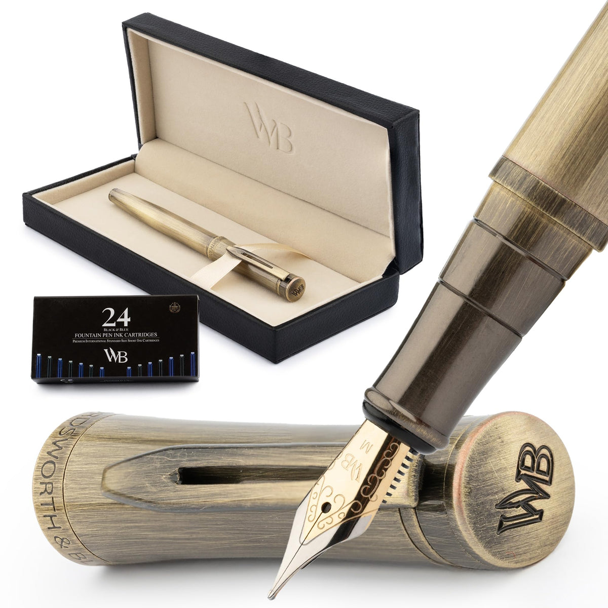 Wordsworth & Black Luxury Fountain Pen Set for Writing, Medium Nib, Black