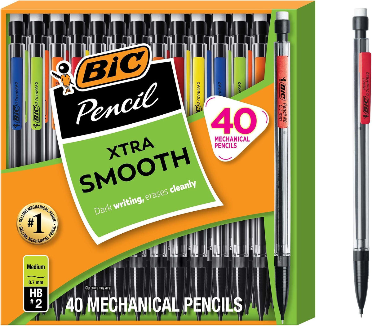 BIC Xtra Smooth Mechanical Pencil, 0.7 mm Medium Point, 40-Count Pack