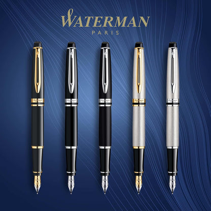 Waterman Expert Fountain Pen, Gloss Black with 23k Gold Trim, Medium Nib, Luxury Pen in Gift Box, Fountain Pen for Writing