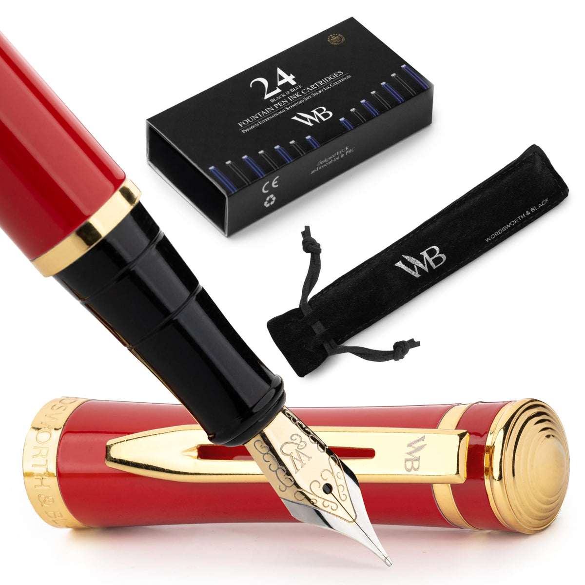 Wordsworth & Black Fountain Pen Set for Writing, Extra Fine Nib,Silver