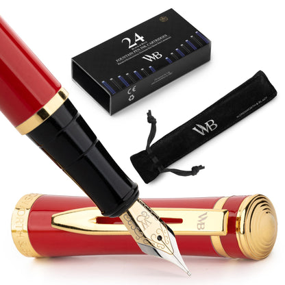Wordsworth & Black Fountain Pen Set for Writing, Extra Fine Nib,Silver