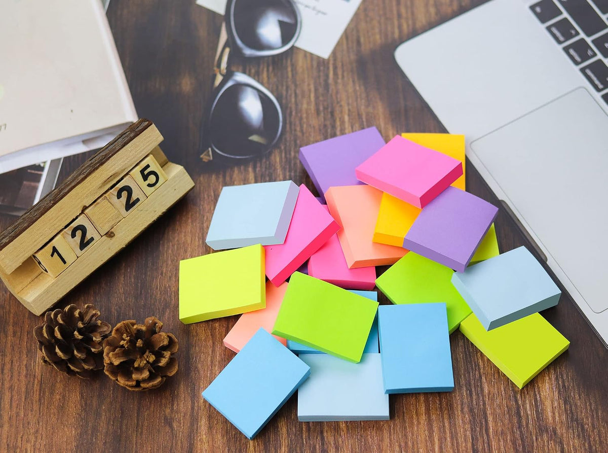 (24 Pads) Sticky Notes 1.5 x 2 in, 8 Colors Post Self Sticky Notes Pad Its