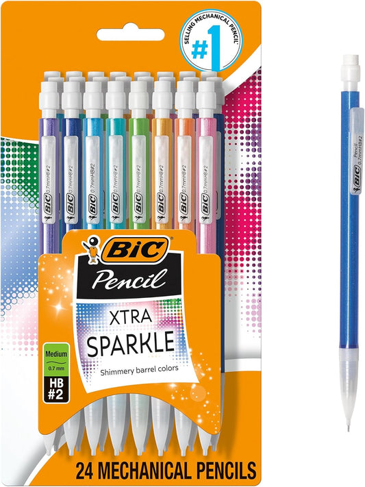 BIC Xtra-Sparkle Number 2 Mechanical Pencils, 24-Count Pack, 0.7mm Point